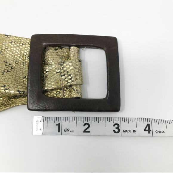 Leatherock 90s Python metallic gold leather embossed metallic wide wrap belt M